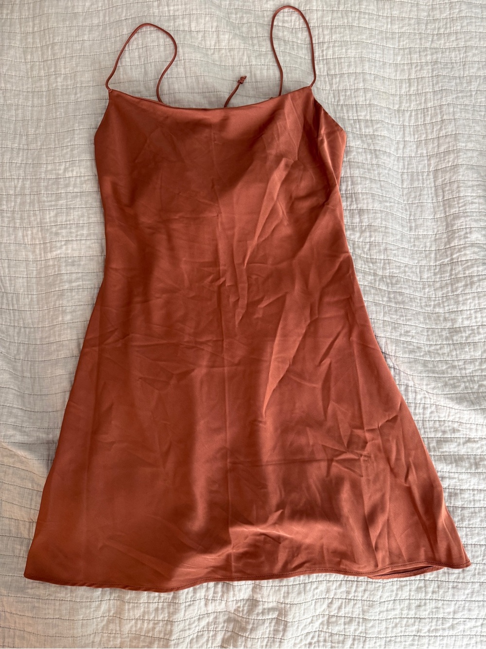Abercrombie & Fitch Slip Silk Mini Dress in Rust